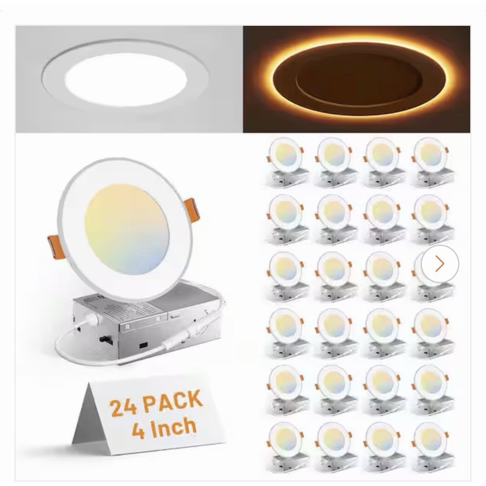 Amico 24 Pack 4 Inch 5CCT Slim panel LED Recessed Ceiling Light